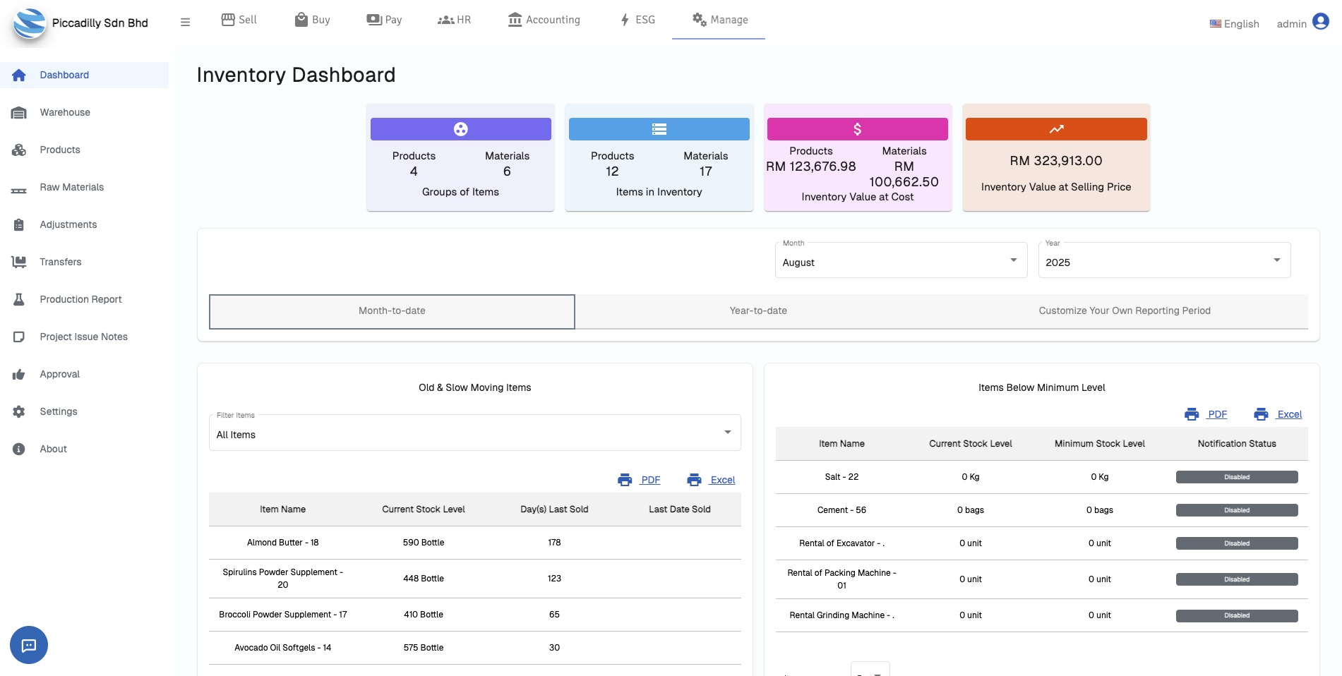 XFlow Inventory Dashboard